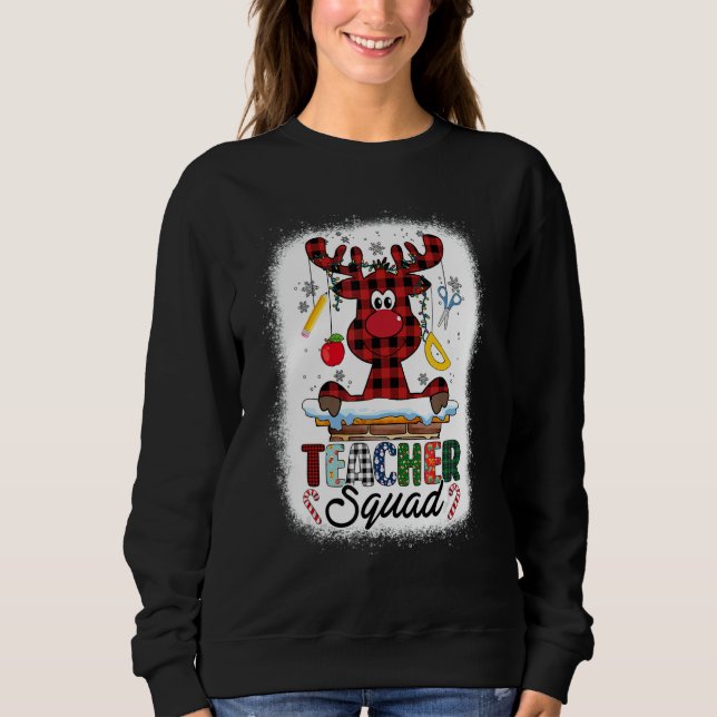 Teacher Squad Reindeer Bleached   Teacher Christma T Shirt (Framsida)