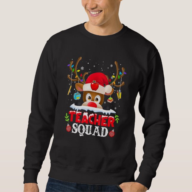 Teacher Squad Reindeer  Teacher Christmas For Men  Lång Ärmad Tröja (Framsida)