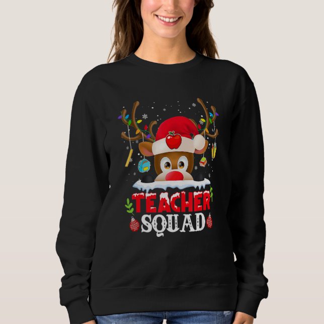 Teacher Squad Reindeer  Teacher Christmas For Men  T Shirt (Framsida)