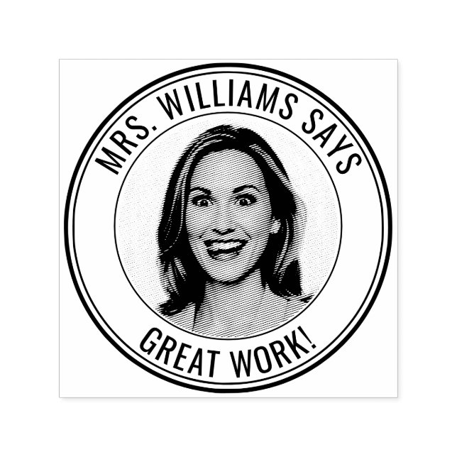 Teacher Student Custom Photo Great Work Självfärgande Stämpel (Design)