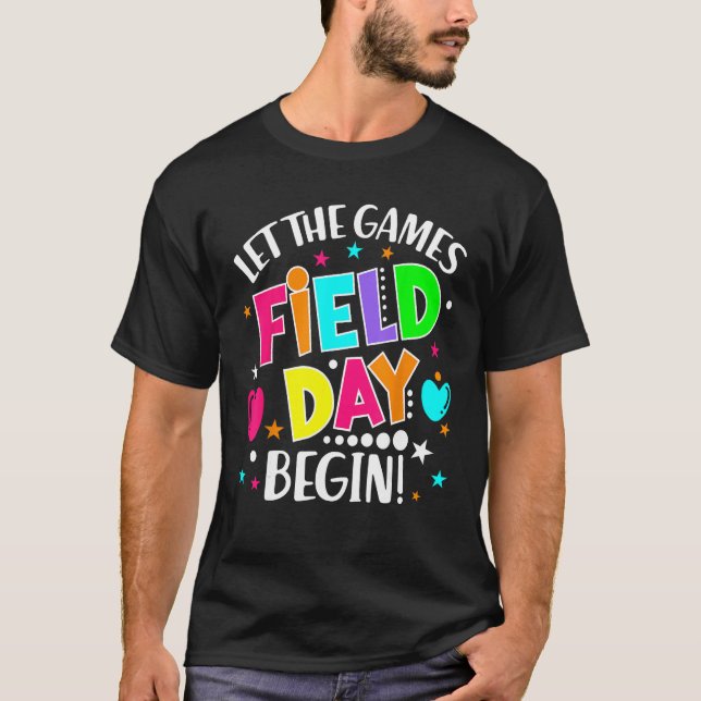Teacher Student Field Begin Day Let The Games T Shirt (Framsida)