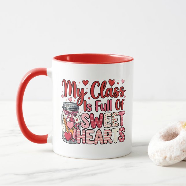Teacher Sweet Heart Valentine's Mug Mugg (Med munk)