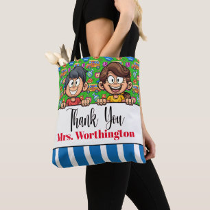 TEACHER Tack - SE TILLBAKA! TOTE BAG Tygkasse