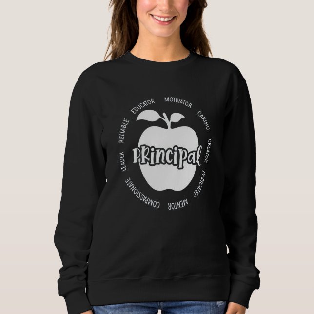Teacher Team Back To School Apple Principal Typogr T Shirt (Framsida)