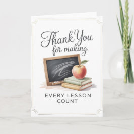Teacher Thank You Card Kort