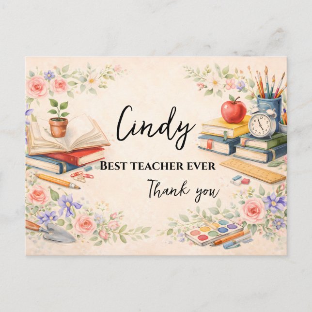 Teacher Thank You Gift | End of School Year Vykort (Framsida)