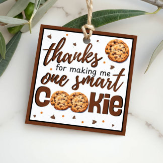 Teacher Thank You One Smart Cookie Gift Gåvor Etiketter
