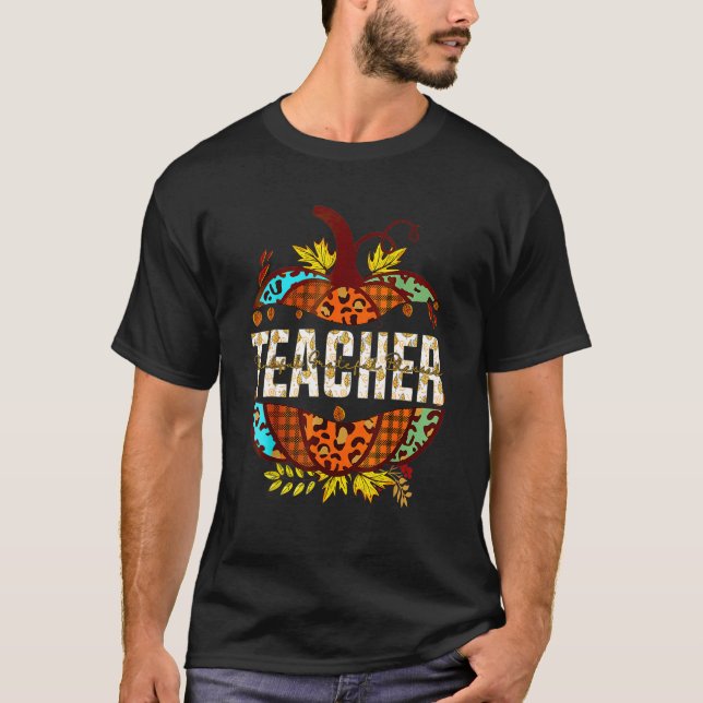 Teacher Thankful Grateful Blessed Fall Pumpkin Aut T Shirt (Framsida)
