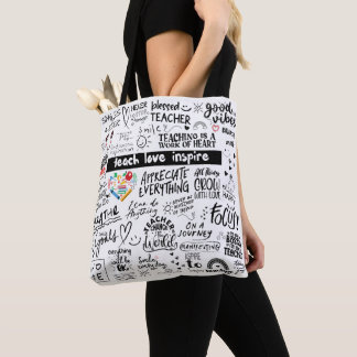 TEACHER TOTE BAG - Teach Kärlek Inspire Affirmatio Tygkasse
