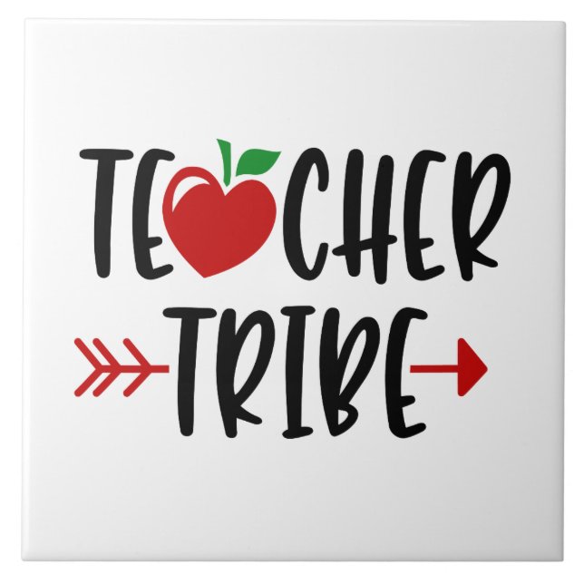 TEACHER TRIBE Apple and Arrow Tile Kakelplatta (Framsidan)