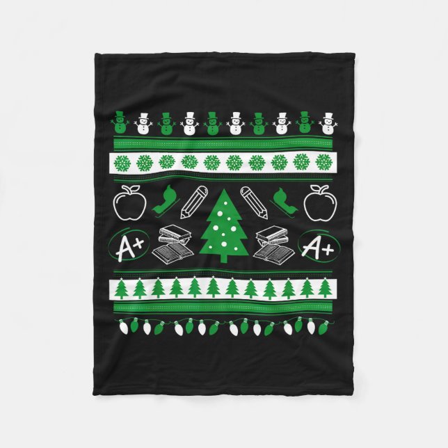 Teacher Ugly Christmas Sweater Instructor Elementa Fleecefilt (Framsidan)