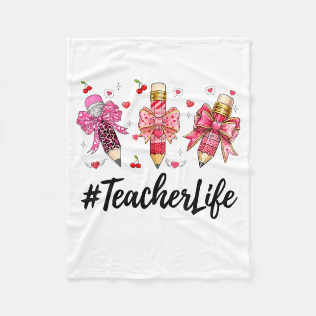 Teacher Valentine Coquette Bow Teacher Valentines  Fleecefilt (Framsidan)