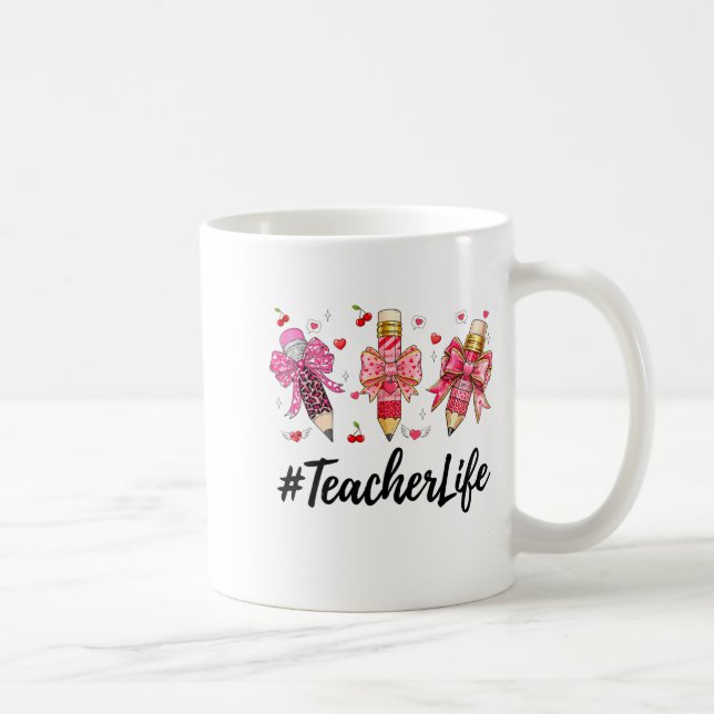 Teacher Valentine Coquette Bow Teacher Valentines  Kaffemugg (Höger)