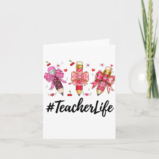 Teacher Valentine Coquette Bow Teacher Valentines  Kort (Framsida)