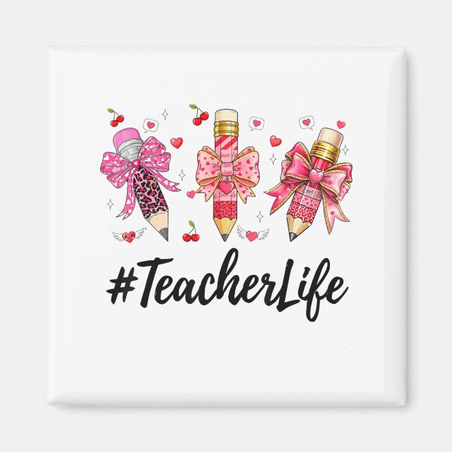 Teacher Valentine Coquette Bow Teacher Valentines  Magnet (Framsidan)