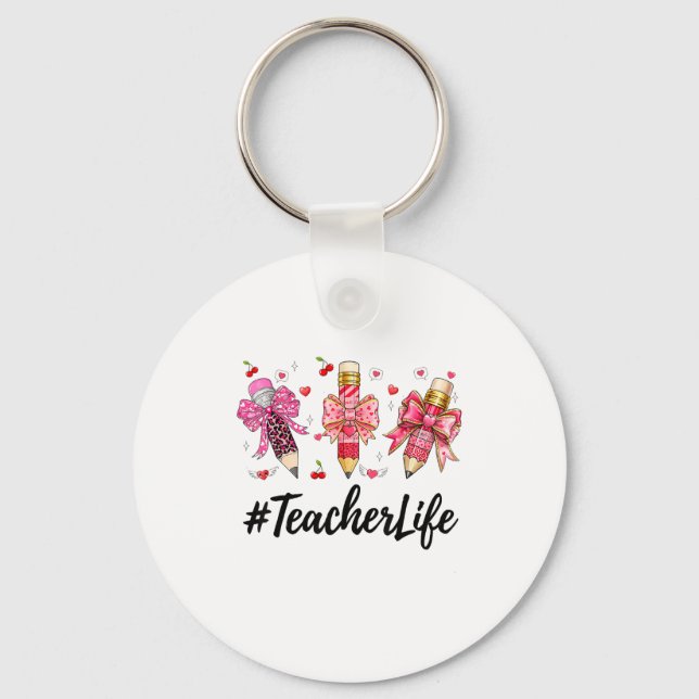 Teacher Valentine Coquette Bow Teacher Valentines  Nyckelring (Framsida)