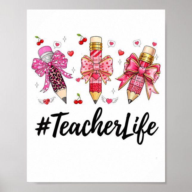 Teacher Valentine Coquette Bow Teacher Valentines  Poster (Framsidan)
