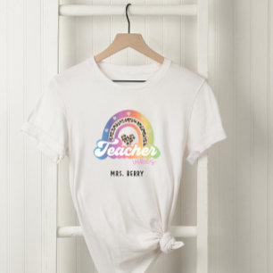 Teacher Vibes Rainbow Leopard Print T Shirt