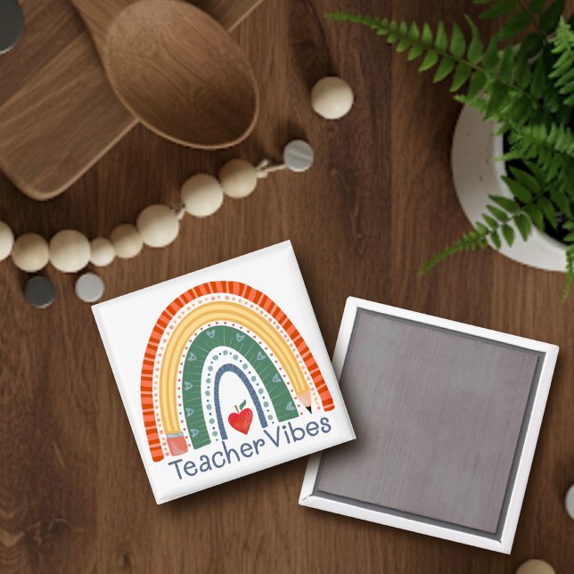 Teacher Vibes Roligt Rainbow Inspiritivity Magnet (Skapare uppladdad)