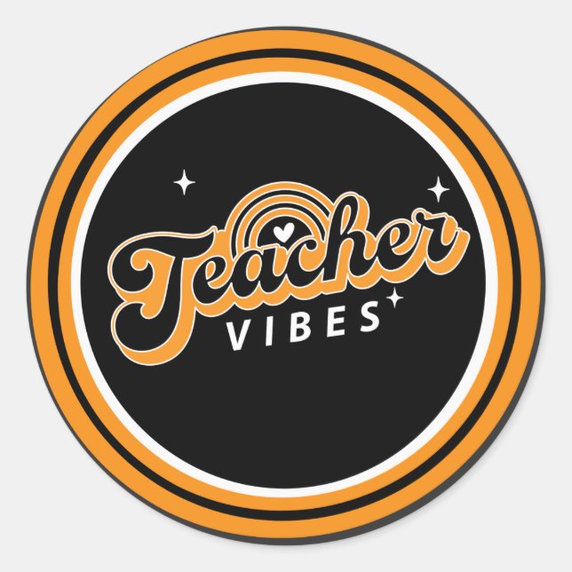 Teacher Vibes Runt Klistermärke (Framsida)