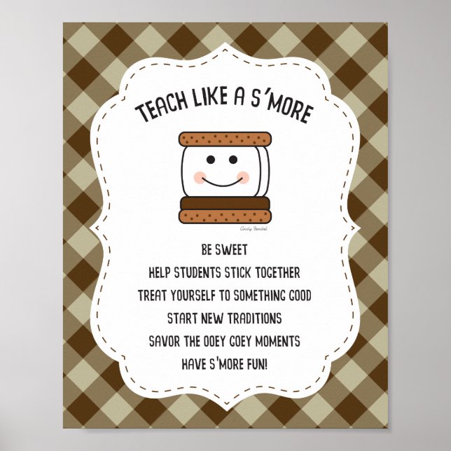 Teacher Wall Print Camping Classroom Theme S mores Poster (Framsidan)