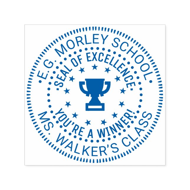 Teacher You’re a Winner, Trophy Seal of Excellence Självfärgande Stämpel (Design)