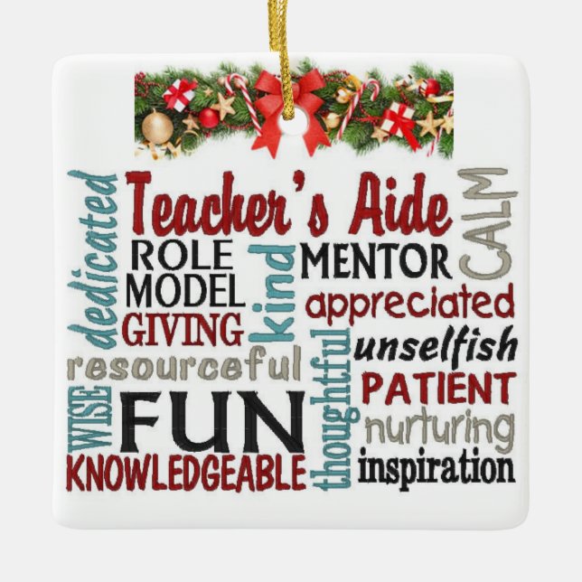 ****TEACHERS AIDE**** FANTASTISK CHRISTMAS ORNATIO JULGRANSPRYDNAD KERAMIK (Framsida)