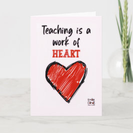 Teacher's Day Card with a Red Heart Kort