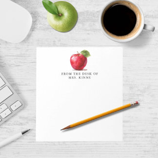 Teacher's From The Desk of Watercolor Apple Anteckningsblock