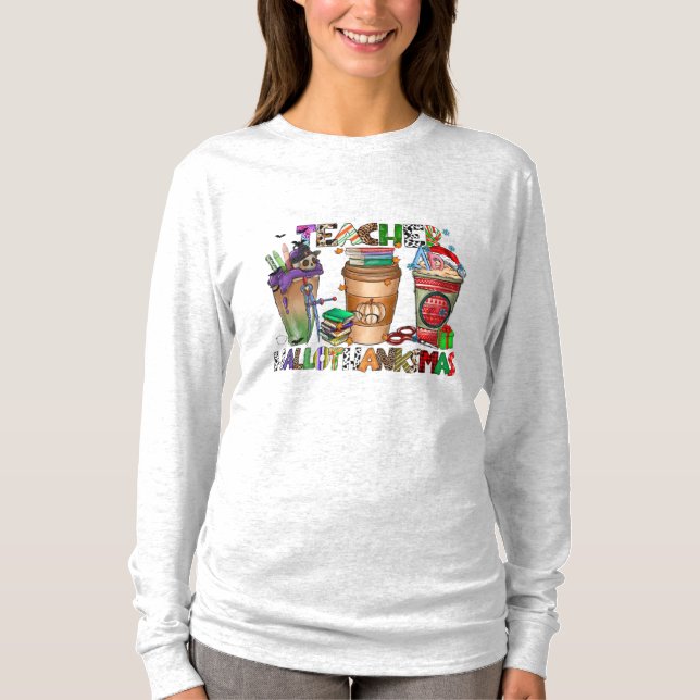 Teachers HallowThanksMas Long Sleeve T Shirt (Framsida)