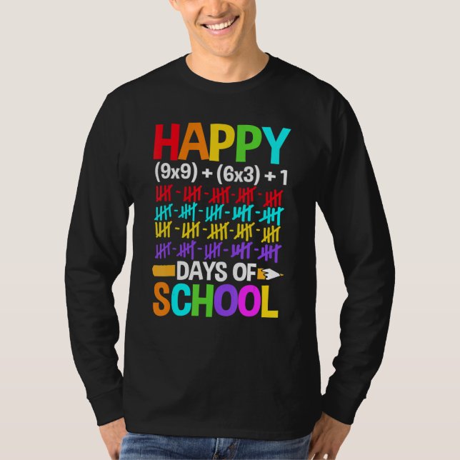 Teachers Students Happy 100 Days of School T Shirt (Framsida)