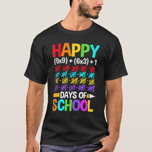 Teachers Students Happy 100 Days of School T Shirt (Framsida)