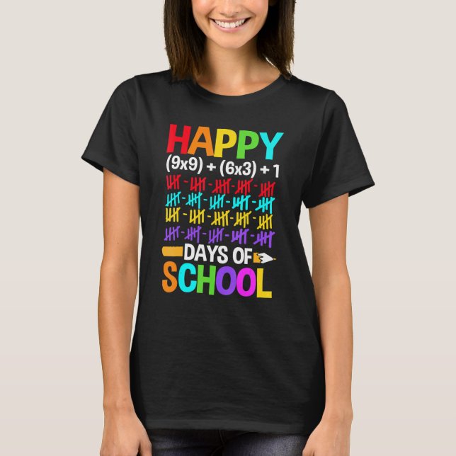 Teachers Students Happy 100 Days of School T Shirt (Framsida)