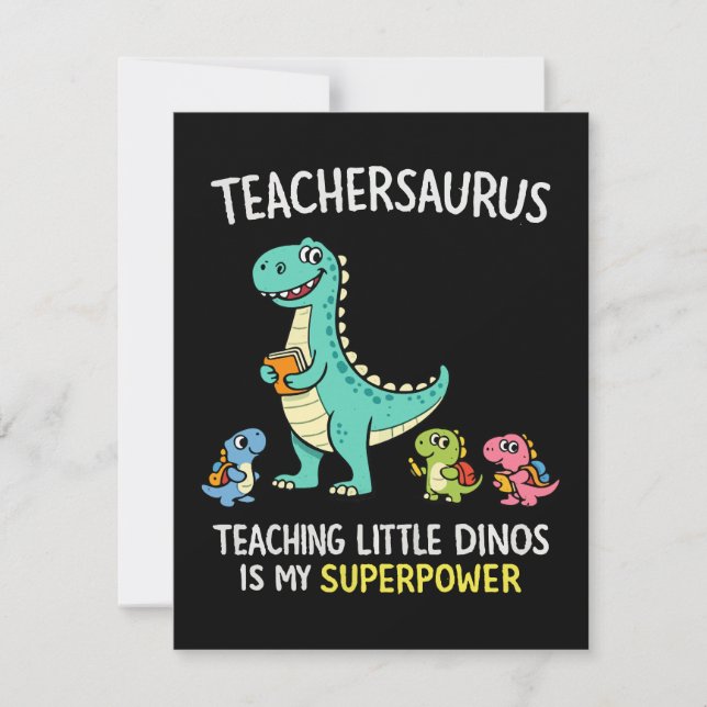 Teachersaurus lärare humor med små dinosaurier inbjudningar (Framsida)