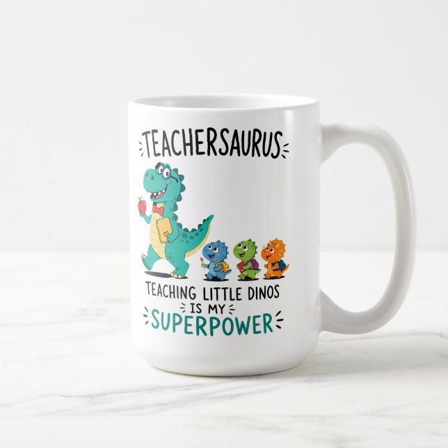 Teachersaurus lärare humor med små dinosaurier kaffemugg (Höger)