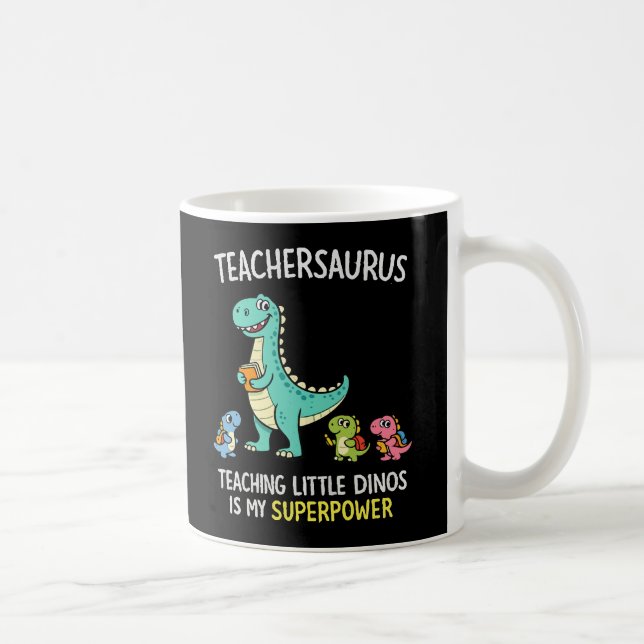 Teachersaurus lärare humor med små dinosaurier kaffemugg (Höger)