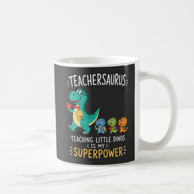 Teachersaurus lärare humor med små dinosaurier kaffemugg (Höger)