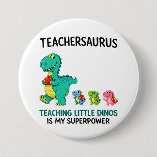 Teachersaurus lärare humor med små dinosaurier knapp
