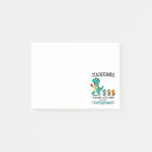 Teachersaurus lärare humor med små dinosaurier post-it block (Framsida)
