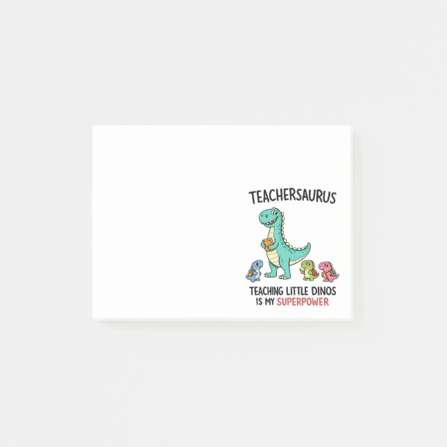 Teachersaurus lärare humor med små dinosaurier post-it block (Framsida)