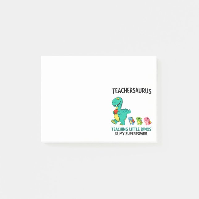 Teachersaurus lärare humor med små dinosaurier post-it block (Framsida)