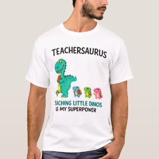 Teachersaurus lärare humor med små dinosaurier t shirt