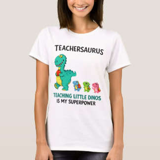 Teachersaurus lärare humor med små dinosaurier t shirt