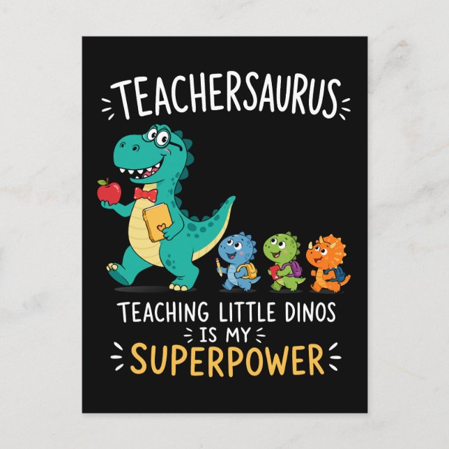 Teachersaurus lärare humor med små dinosaurier vykort (Framsida)