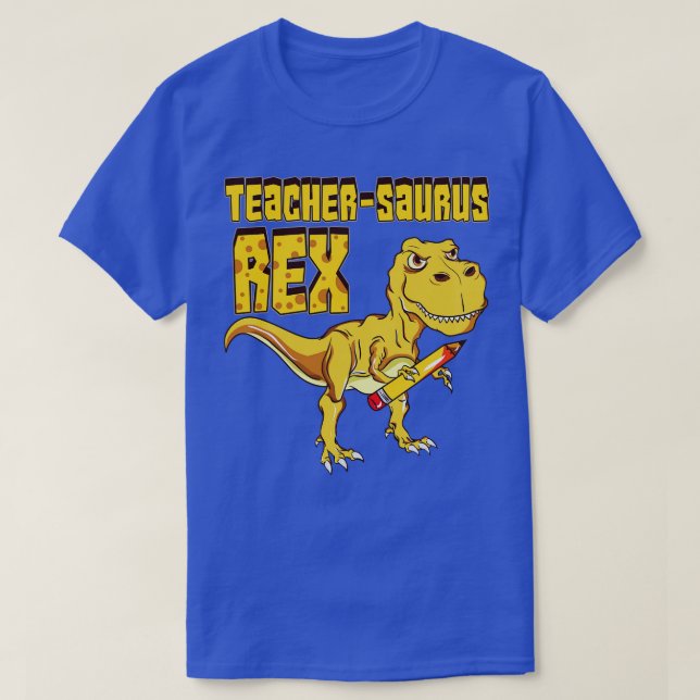 Teachersaurus Rex Dinosaur älskare T Shirt (Design framsida)