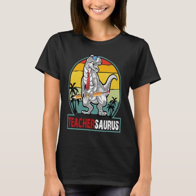 Teachersaurus Rex Teacher Saurus Dinosaur School T Shirt (Framsida)