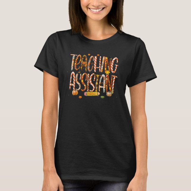 Teaching Assistant leopard Fall Autumn  Thanksgivi T Shirt (Framsida)