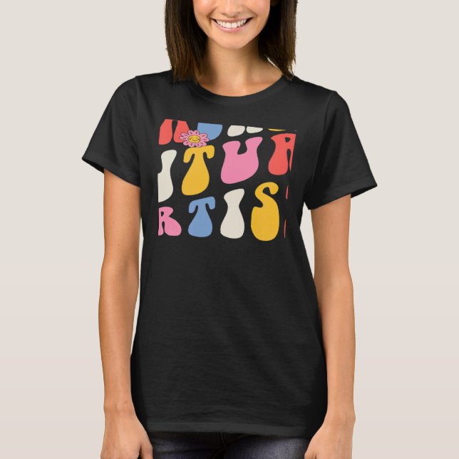 Teaching Future Artists Groovy Retro Back To Schoo T Shirt (Framsida)