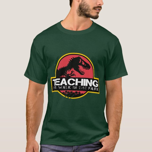 Teaching Is A Walk Inhe Park Dinosaureacher Re boy T Shirt (Framsida)