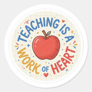  Teaching is a Work of Heart Red Apple Teacher Sti Runt Klistermärke